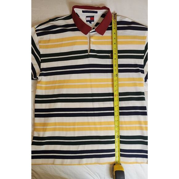Vintage Tommy Hilfiger Polo Shirt Adult XL Multicoloured Striped Logo 1990s - Picture 5 of 11